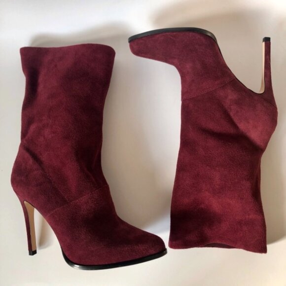 BCBGeneration Valor Suede Mid-Calf Pointed-Toe Stiletto Boots, Size 7 - Picture 3 of 10